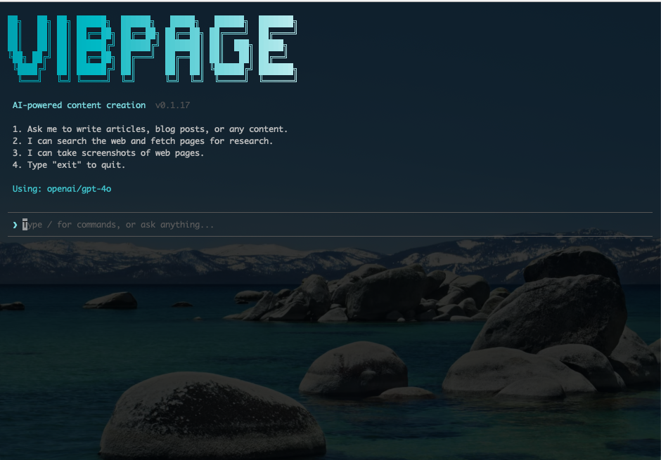 VibPage CLI interface